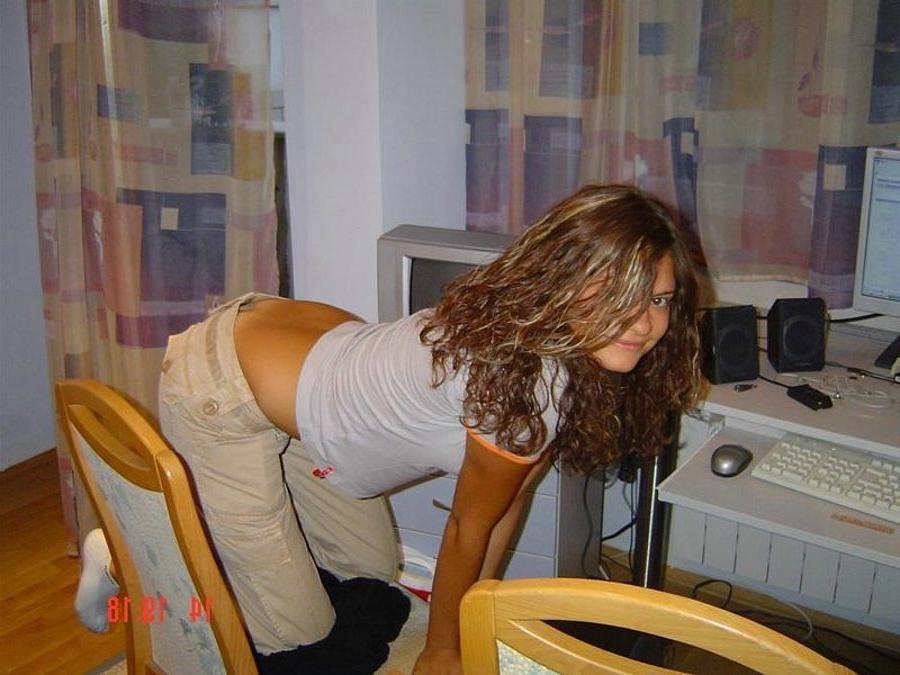 15P Gorgeous cute amateur busty teen posing on camera