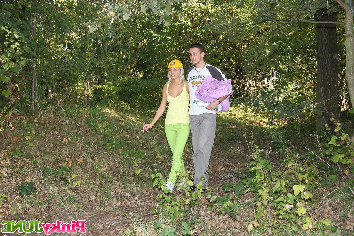15P 18yo Pinky June enjoying cock in forest
