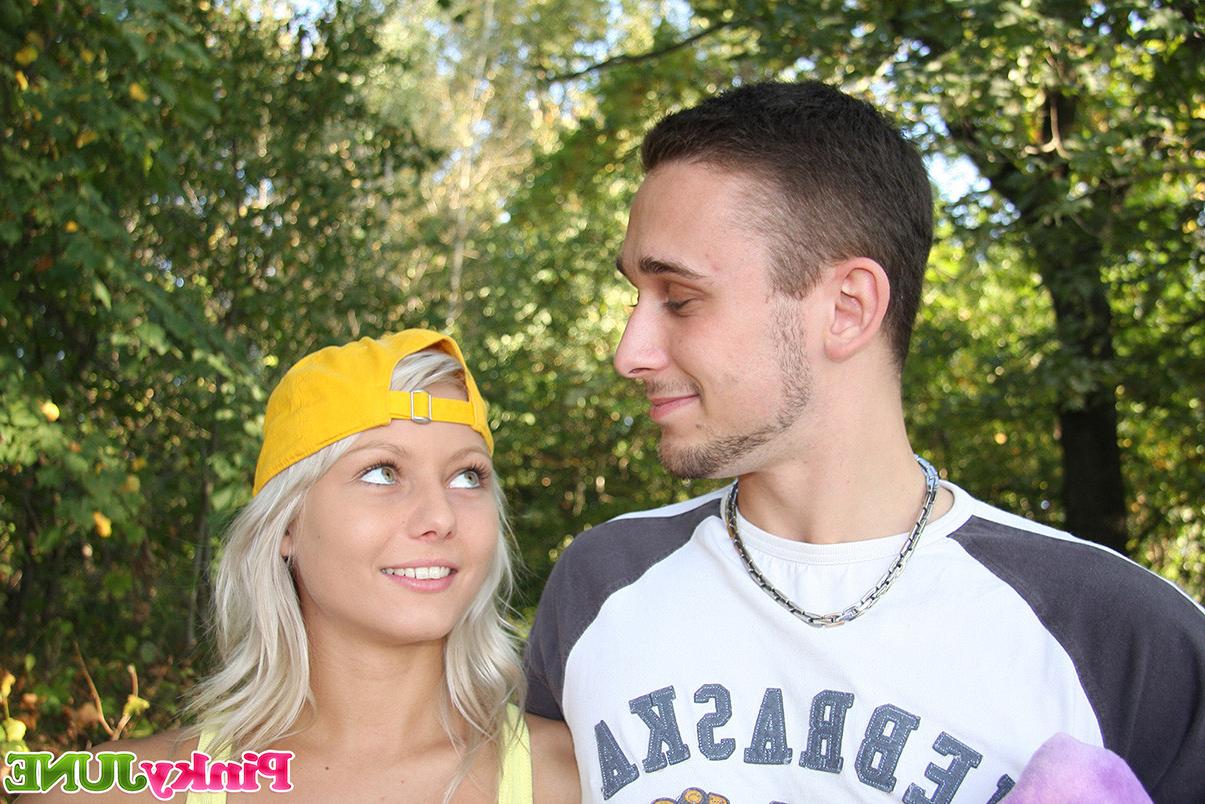 15P 18yo Pinky June enjoying cock in forest
