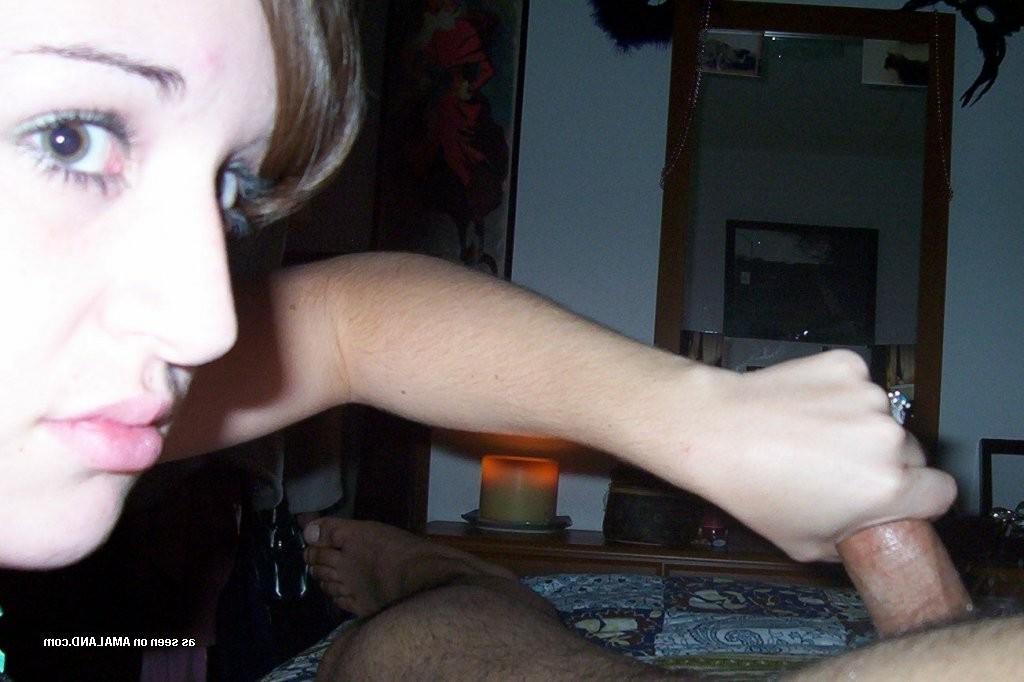 15P Amateur teen girlfriend teases BFs cock with panties and handjob