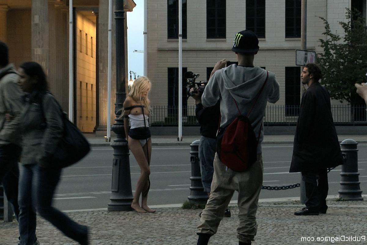 24P Euro Beauty gets Tied to a Park Bench and Fucked - in public!