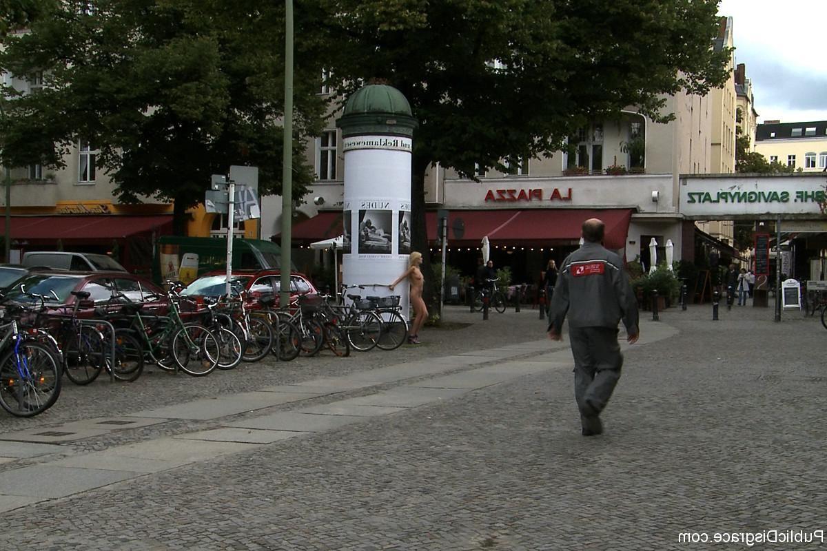24P Euro Beauty gets Tied to a Park Bench and Fucked - in public!