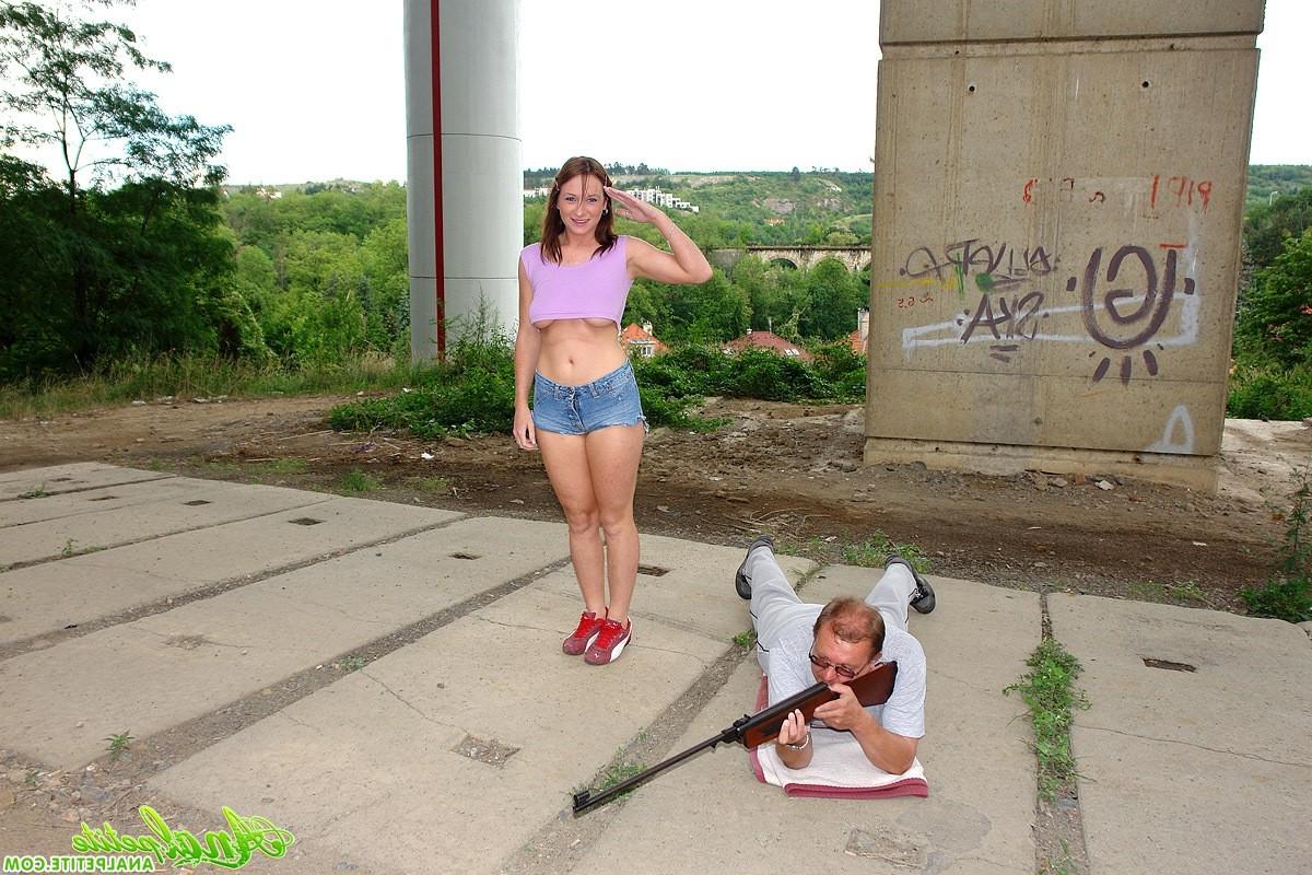 13P Freckled teen girl anally fucked by a senior cock