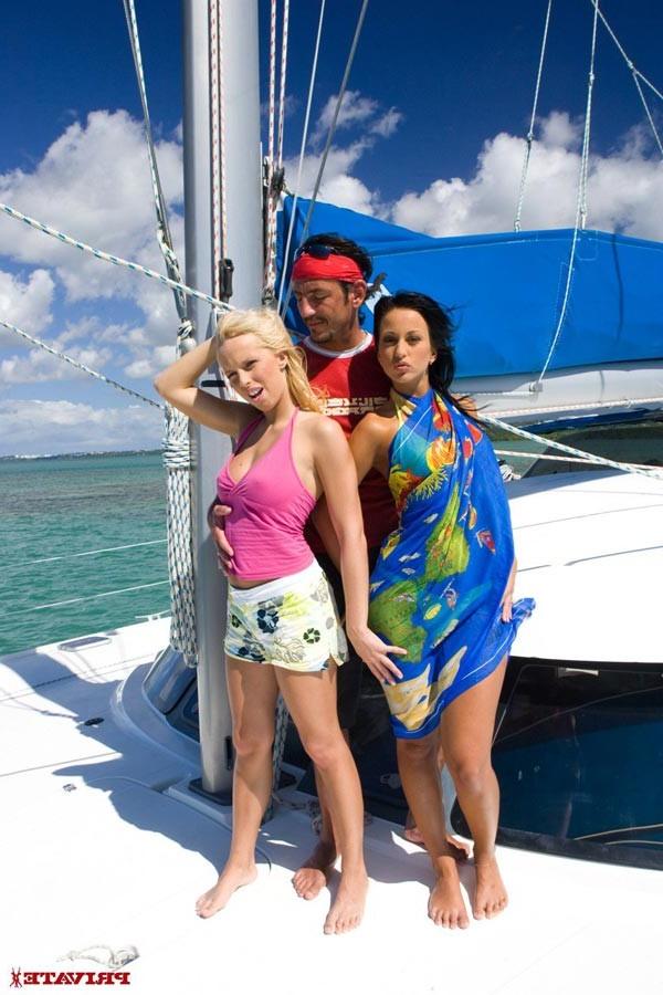 16P Diana Gold and Simonne Style enjoy an FFM anal threesome on the boat