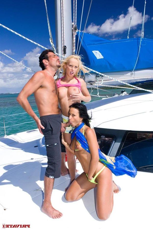 16P Diana Gold and Simonne Style enjoy an FFM anal threesome on the boat
