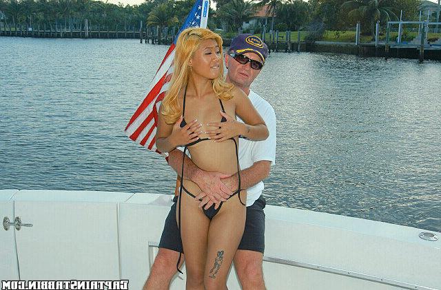 15P Hot boat babe in a gstring gives it up the ass