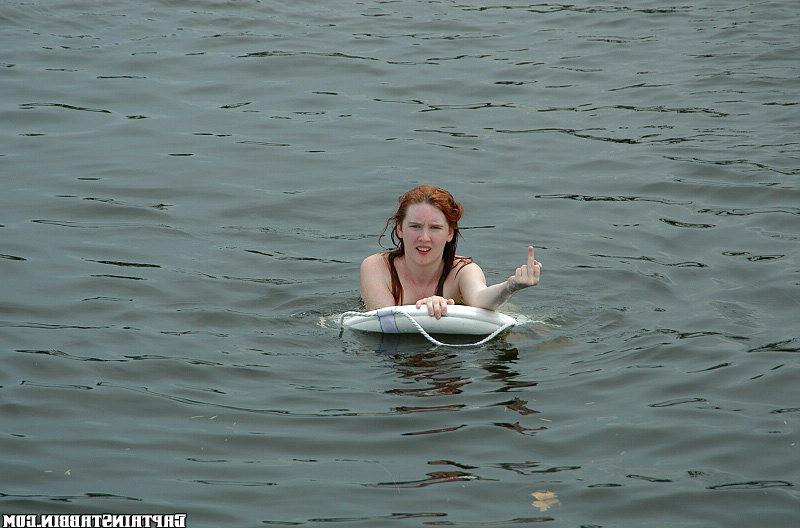 15P Cute red head babe with hot tanlines gets analized on the boat