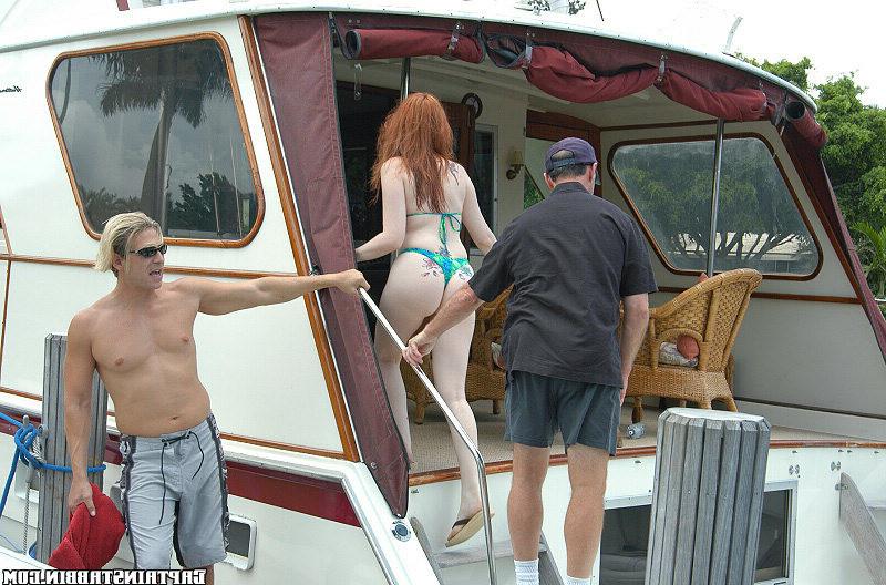15P Cute red head babe with hot tanlines gets analized on the boat