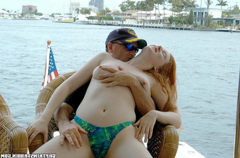 15P Cute red head babe with hot tanlines gets analized on the boat