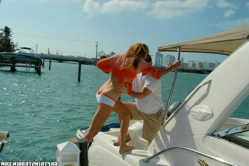 15P Check out these chicks in bikini that come aboard and gets popped in the boat