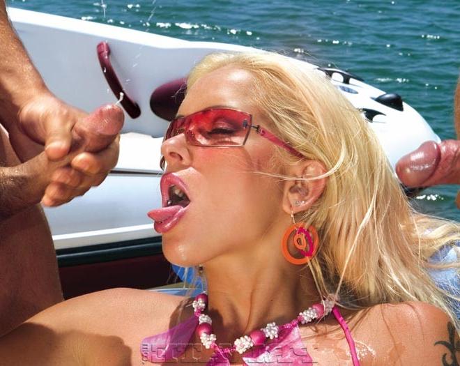 16P Hot threesome porn on boat with blonde Stacy Silver
