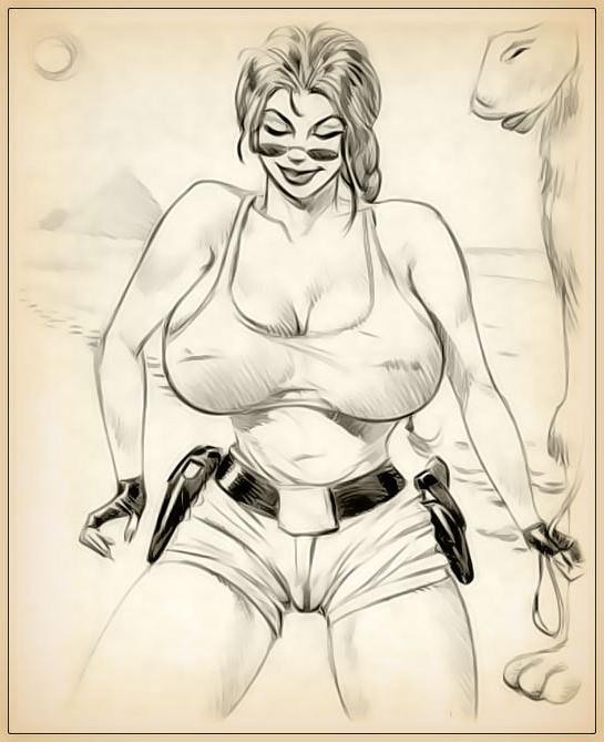 12P Tomb Raider rides sensual Lord and gets cumblasted 