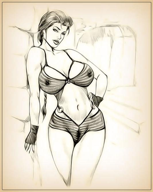 12P Sensual Lara Croft gets plugged against the window