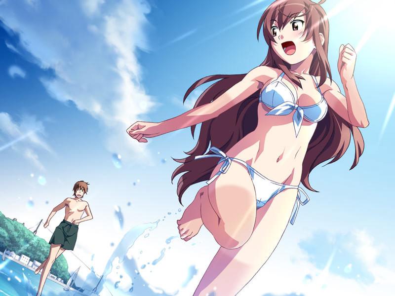 19P Most popular busty hentai schoolgirl in her sexy swimsuit