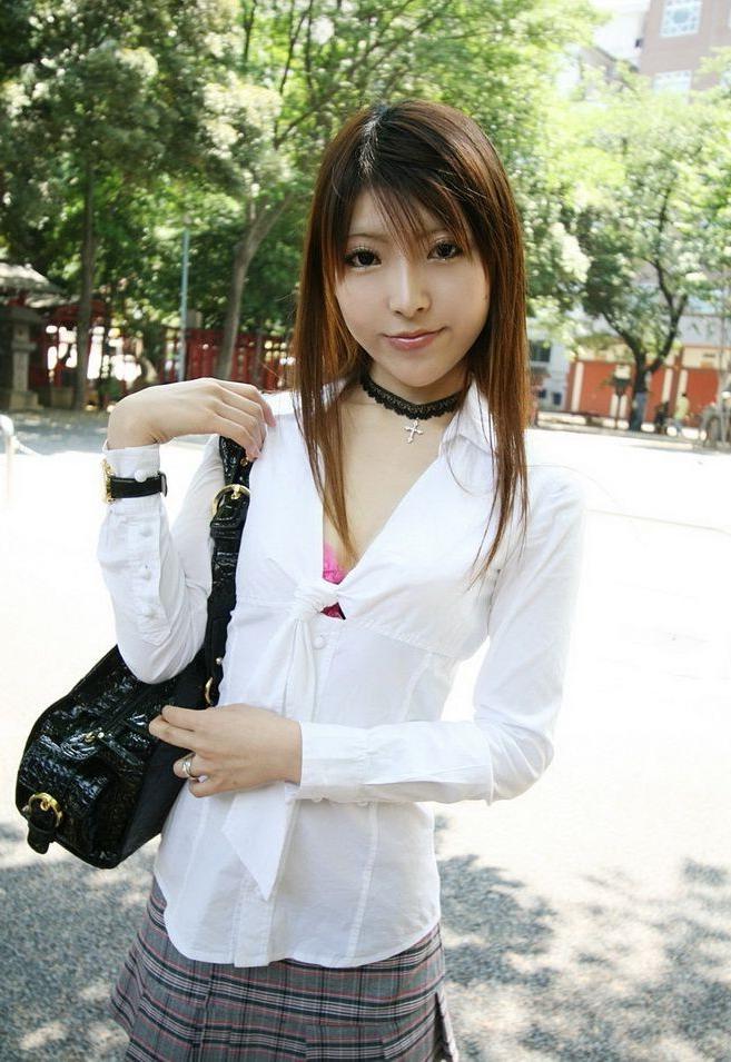 15P Sweet japanese student Miyo shows tits and panties