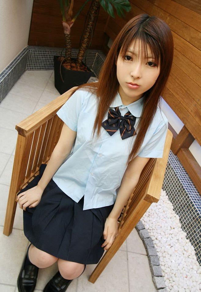 15P Sweet japanese student Miyo shows tits and panties