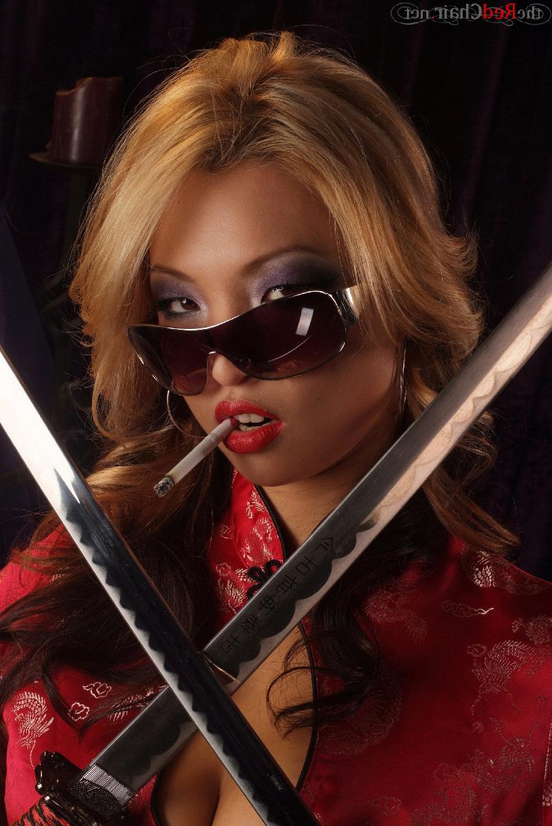 16P Mia Rider smoking while she plays with a glass Sex Toy