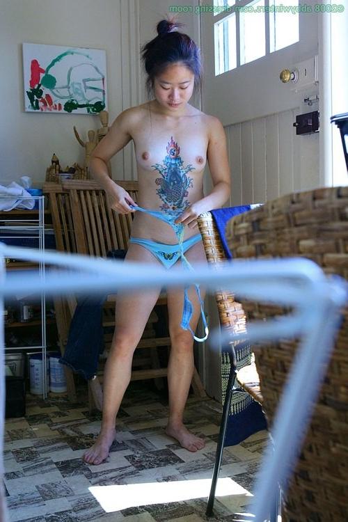 16P PetiteTattooed Asian on Hidden Dressingroom Spycam