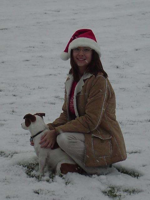 16P Asian teen wearing santa hat