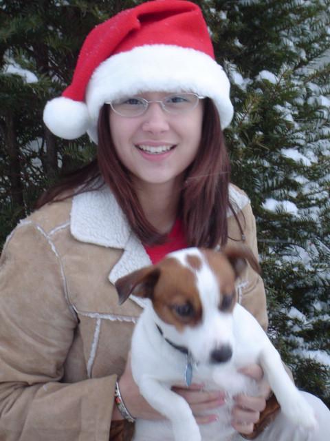 16P Asian teen wearing santa hat