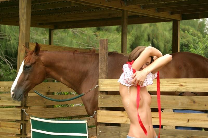 15P tight teen rubbing her little snatch in a barn