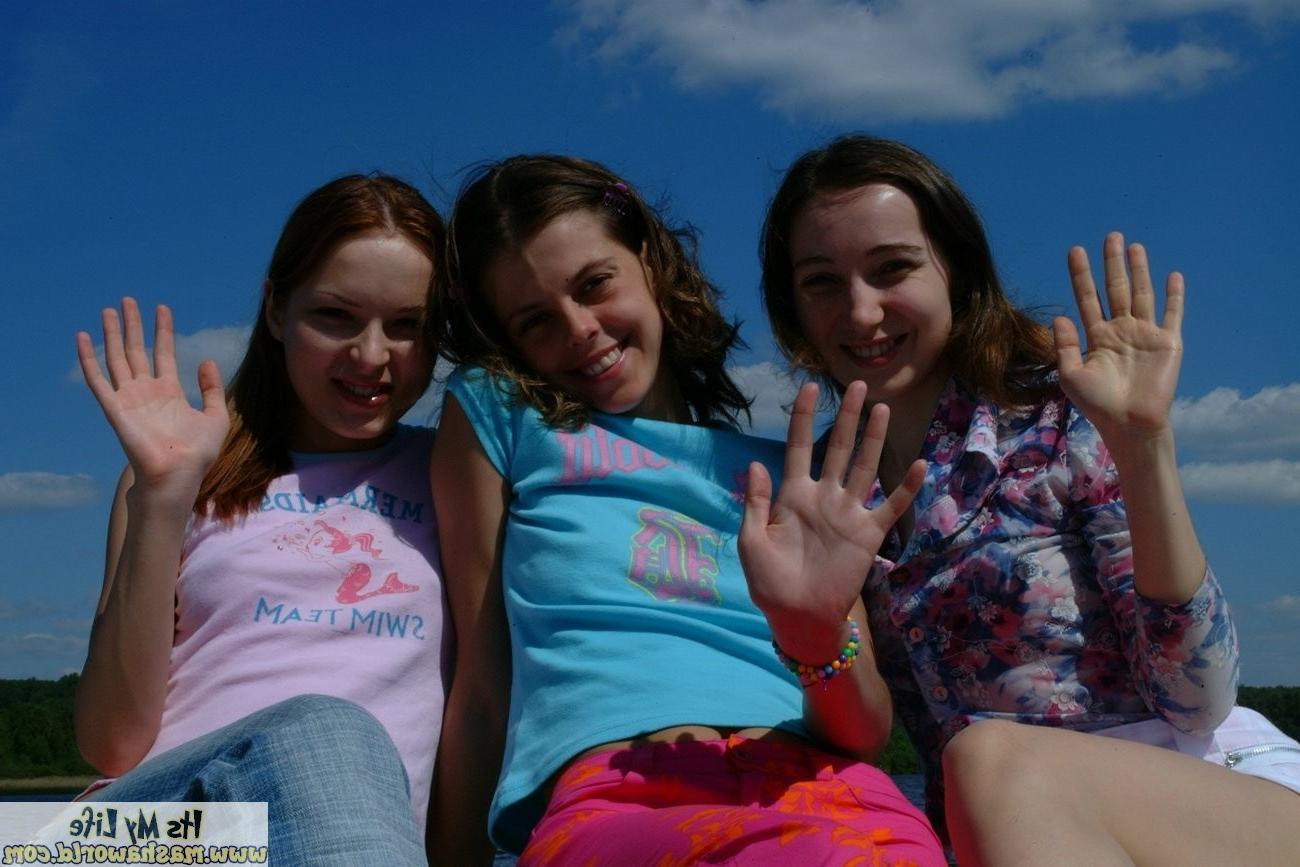 15P Three russian teen lesbians play on a boat
