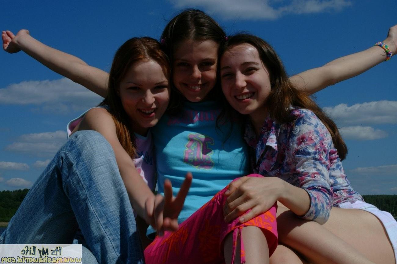 15P Three russian teen lesbians play on a boat