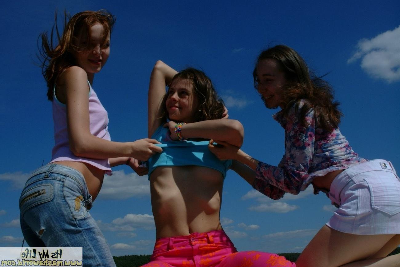 15P Three russian teen lesbians play on a boat