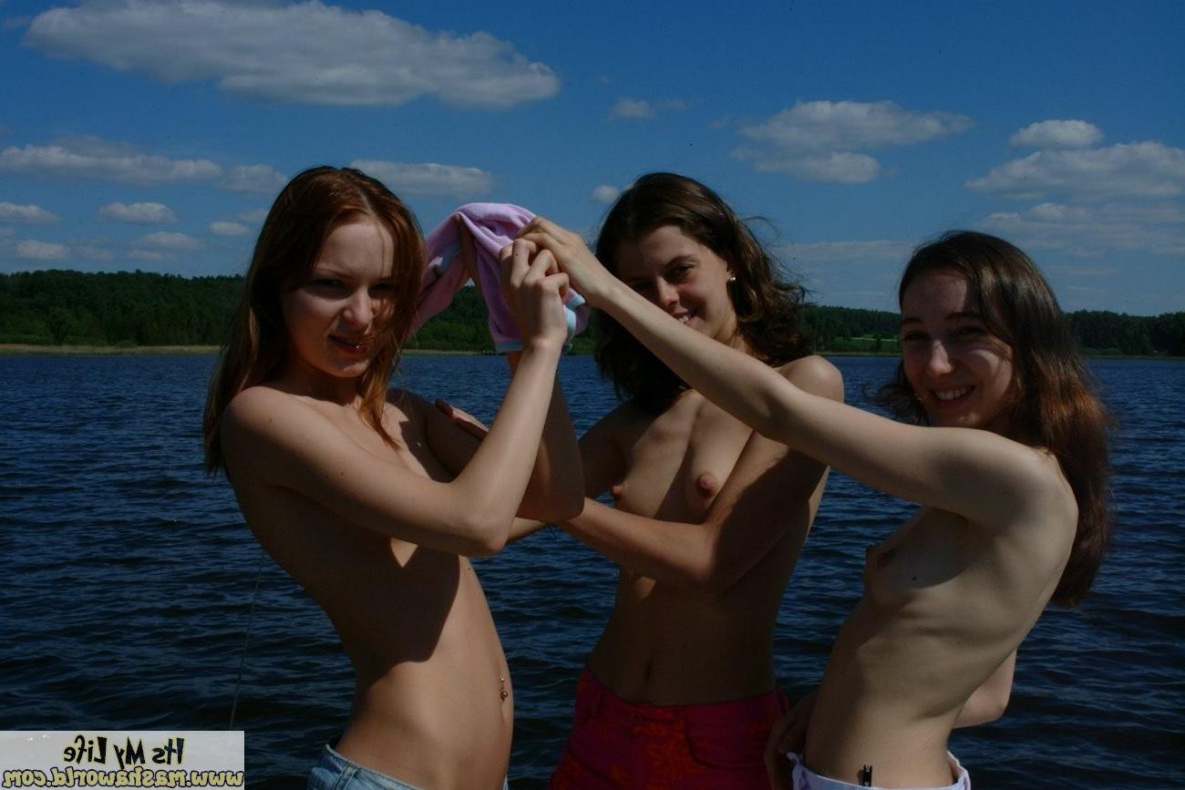 15P Three russian teen lesbians play on a boat