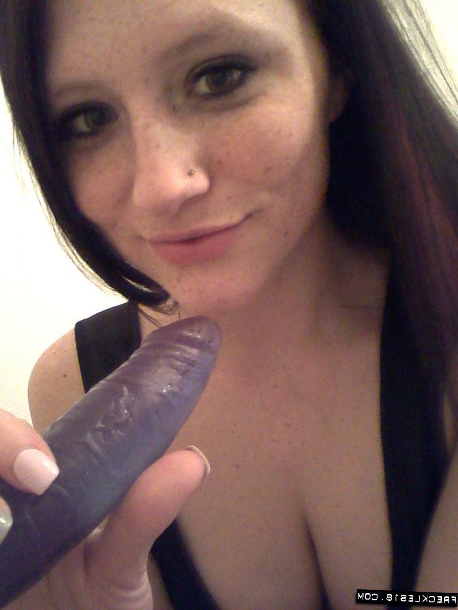 12P Sexy teenager Freckles 18 sucking on a big black dildo