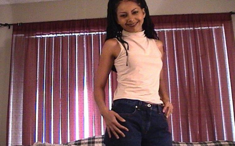 15P Horny latina girl takes off her clothes and plays with a dildo
