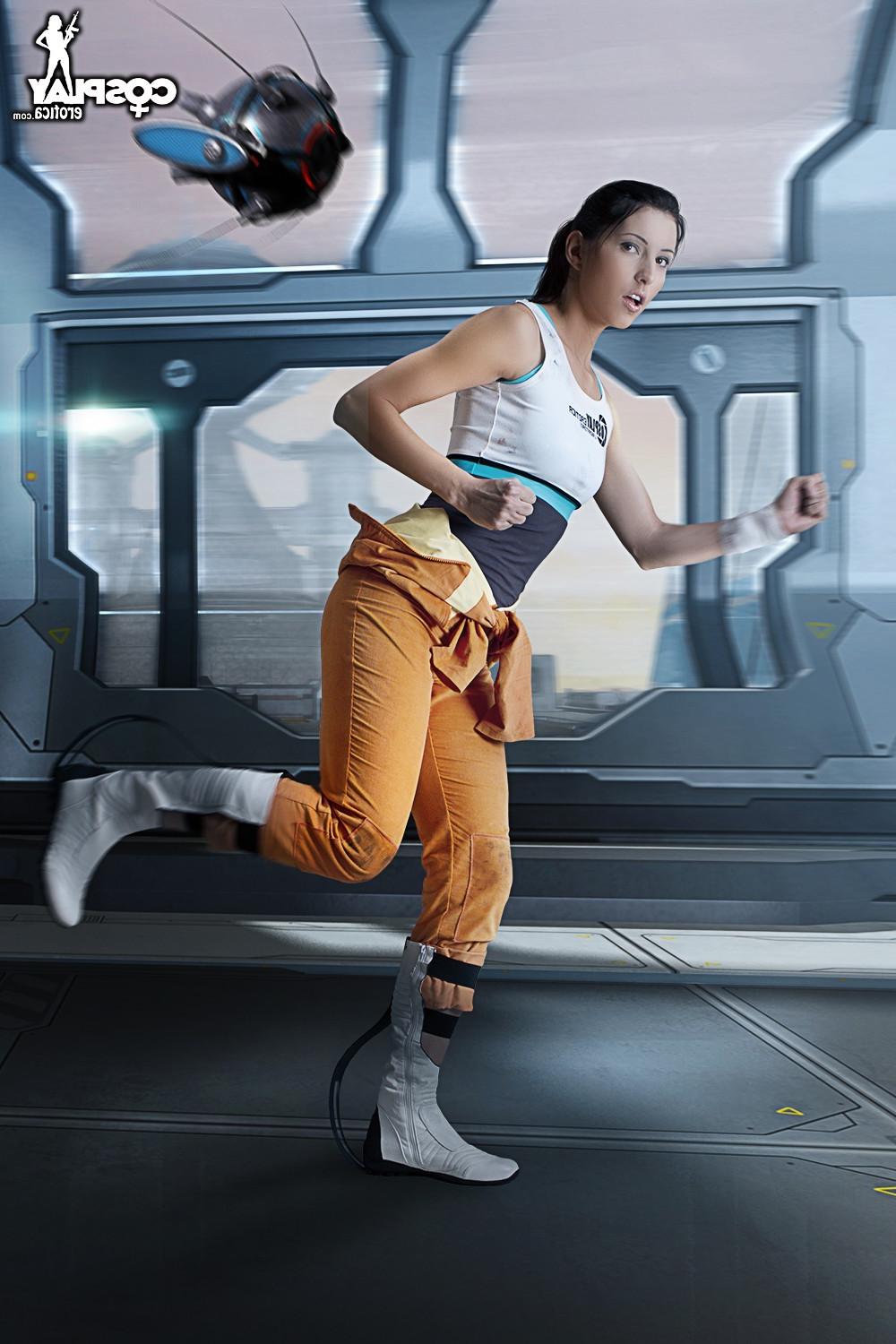12P CosplayErotica  Chell Portal nude cosplay