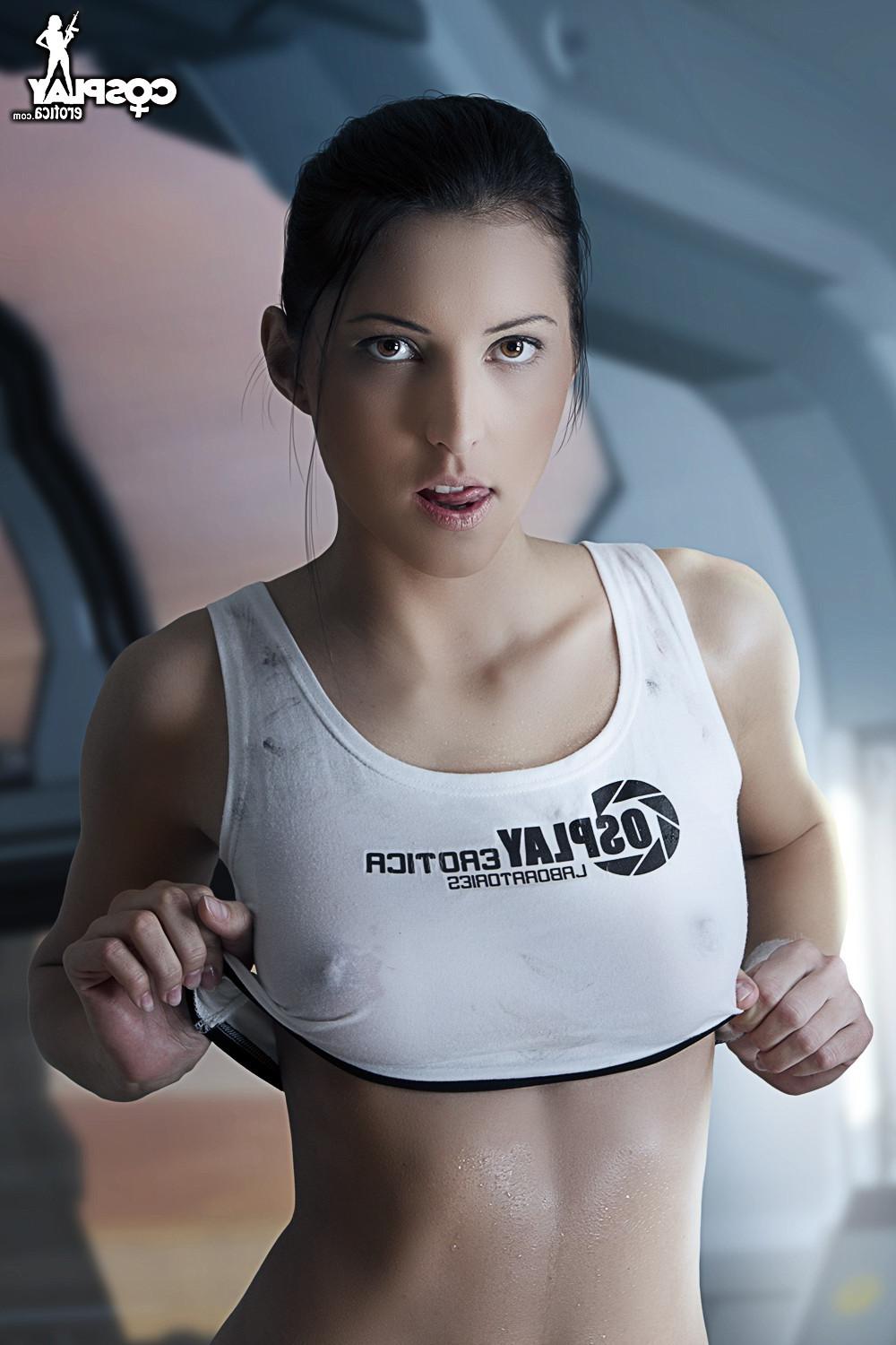 12P CosplayErotica  Chell Portal nude cosplay