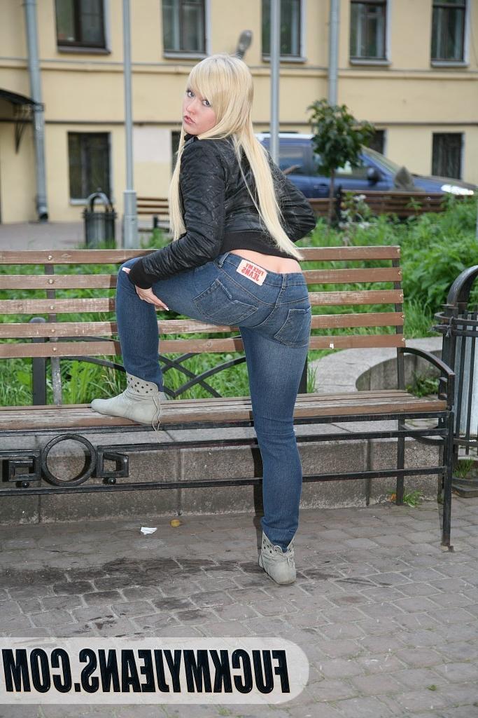 18P Teen in blue jeans sucks off big cock then gets ass stuffed with dick