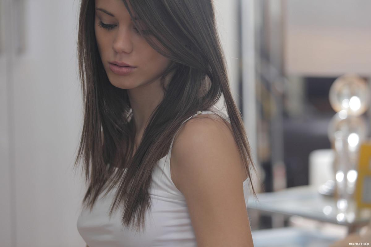 16P Beautiful Caprice slips out of her white cotton panties and pushes a big clear d