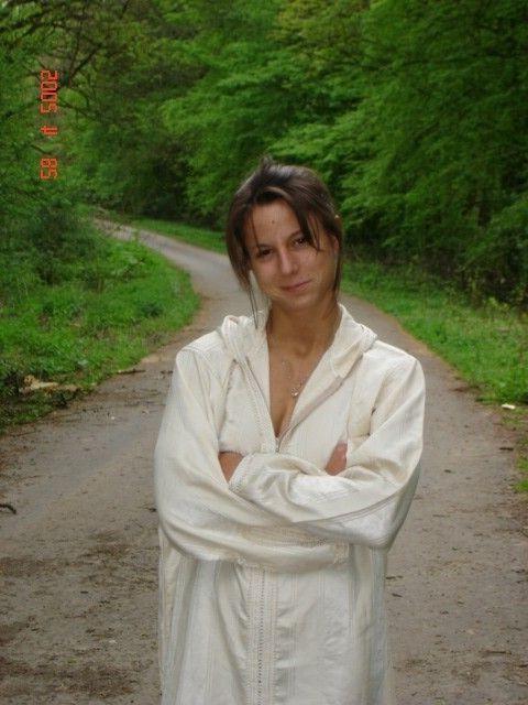 15P Fitness dressed in sexy long dress teases in the forest