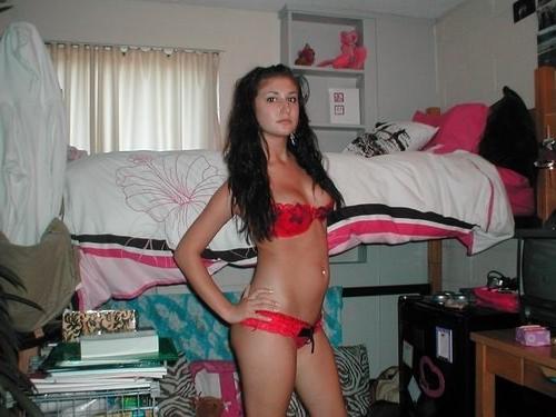 15P Gorgeous cute amateur busty teen posing on camera