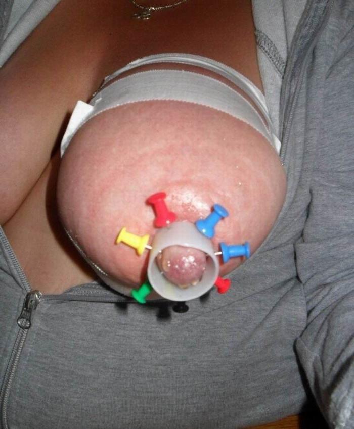 15P Huge erected nipples pierced and bondaged