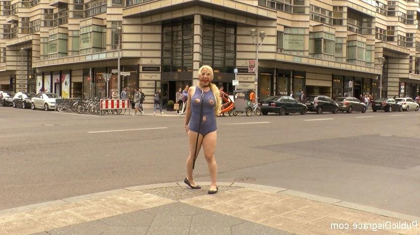 19P Celina Davis busty blonde is public humilated and made to suck c
