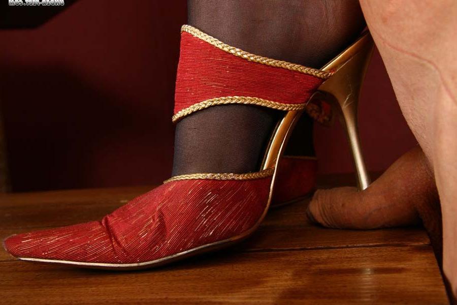 16P Two bossy bitches trample boy's cock without taking off their spike-heeled shoes