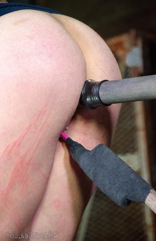 16P Cherry Doll in blue dress and high heels is rope bound and toyed