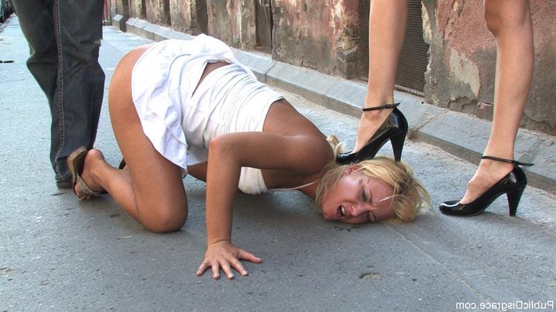 18P Public spanking and foot worship with hot blonde chick