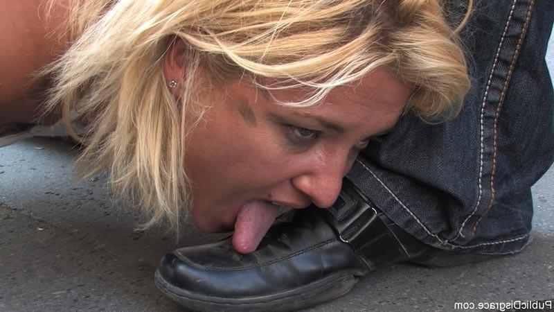 18P Public spanking and foot worship with hot blonde chick