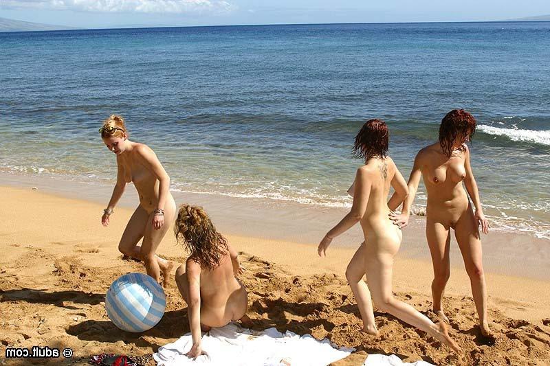 16P Beautiful nudist dykes having a steamy foursome on the beach