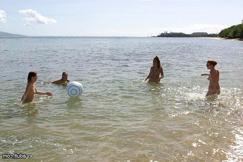 16P Beautiful nudist dykes having a steamy foursome on the beach