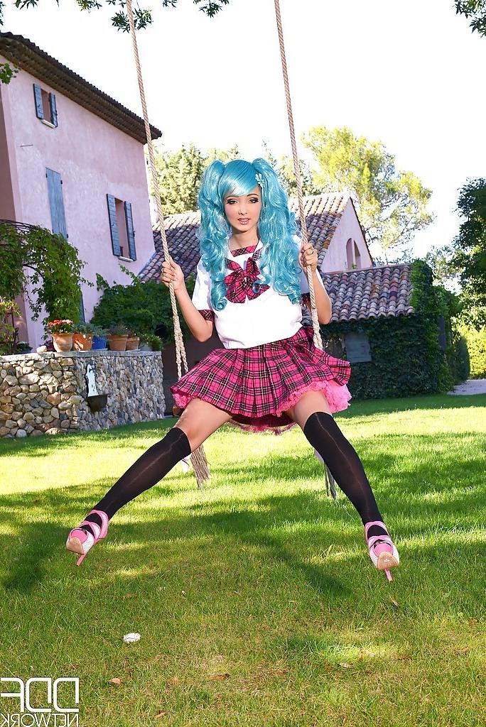 15P Cosplaying hottie Lucie Wilde shows off her massive hooters outs