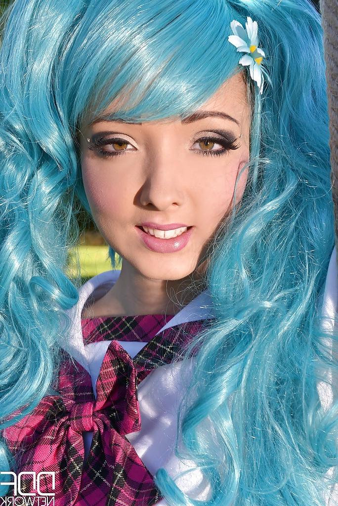 15P Cosplaying hottie Lucie Wilde shows off her massive hooters outs