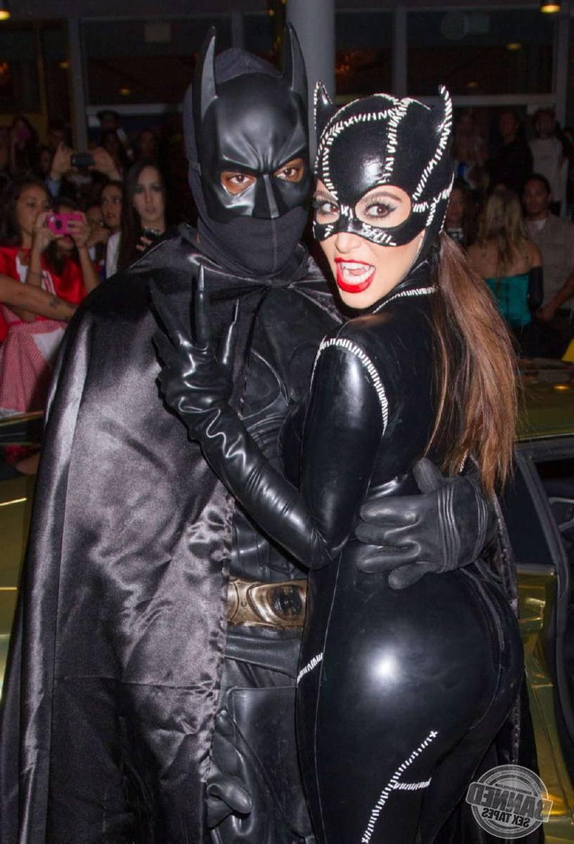 15P Kim Kardashian in Cat Woman Costume at Halloween