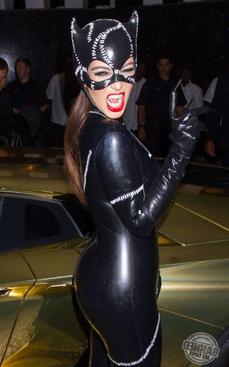 15P Kim Kardashian in Cat Woman Costume at Halloween