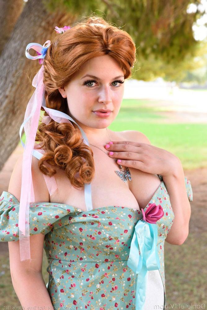 15P redhead beauty Danielle poses like a enchanted princess